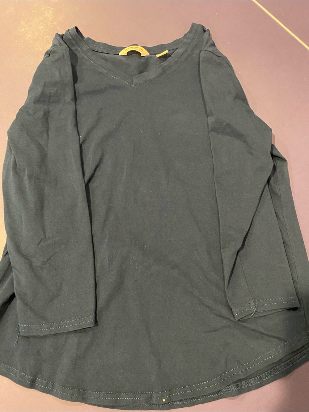 Navy V-Neck Long-Sleeve Tee for Women